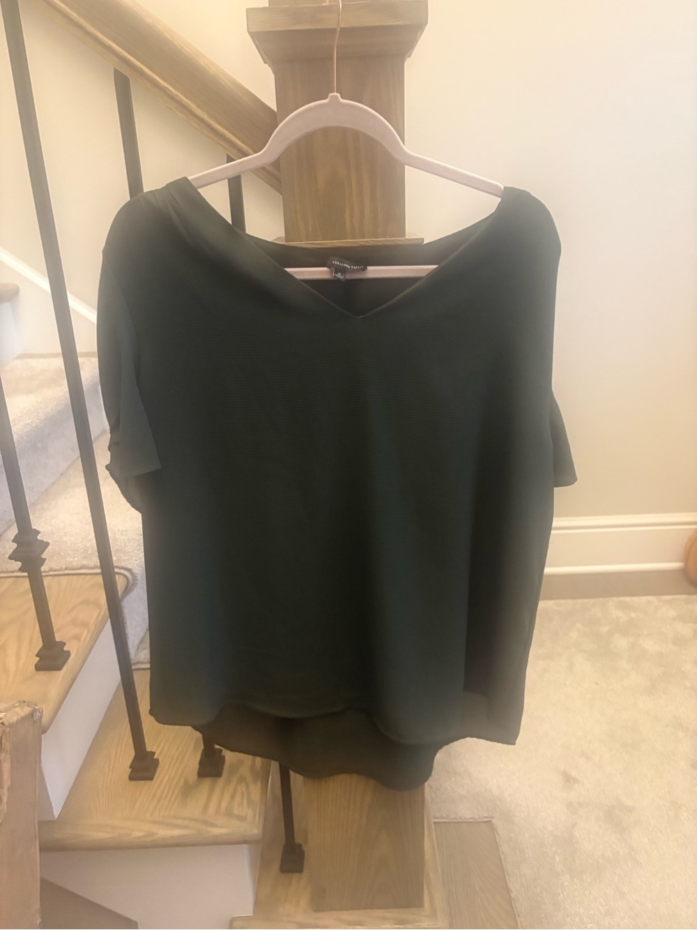 Women's V-Neck Short Sleeve Blouse - Dark Green XL